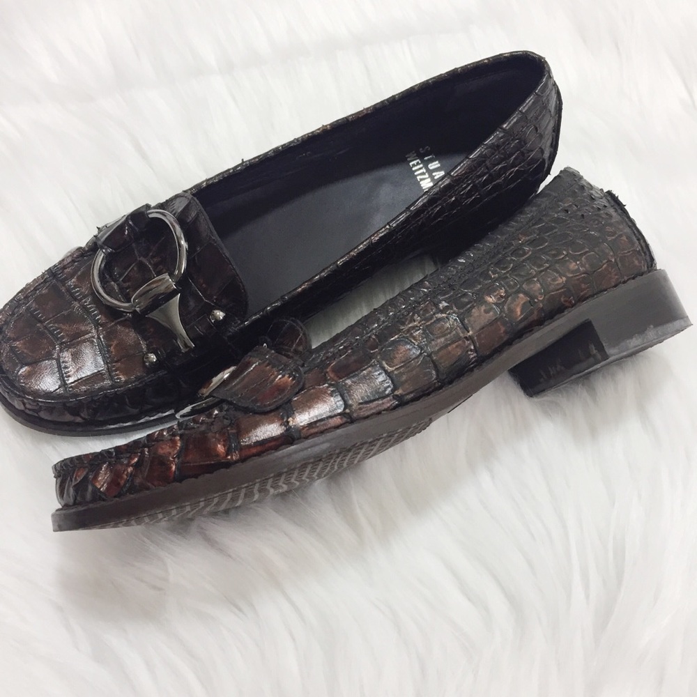 Stuart Weitzman Reptile Loafers Shoes Sz 6M Brown - Picture 4 of 8